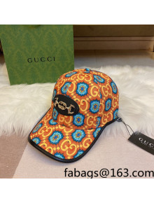 Gucci GG Canvas Baseball Hat Orange 2021 122219