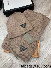 Bottega Veneta Wool Hat and Scarf Set Grey 2021 122222