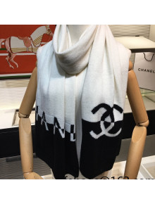 Chanel Knit Cashmere Scarf 50x190cm White/Black 2021 28