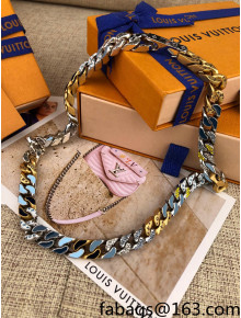 Louis Vuitton Chain Links Patches Necklace Blue 2021 54