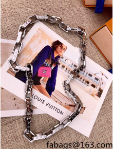 Louis Vuitton Monogram Chain Necklace Silver 2021 66