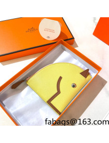 Hermes Leather Horse Coin Purse Wallet Yellow 2021 