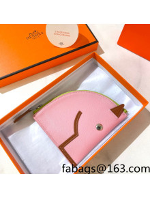 Hermes Leather Horse Coin Purse Wallet Pink 2021 