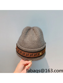 Fendi Logo Knit Hat Grey 2021 59