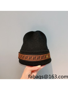 Fendi Logo Knit Hat Black 2021 58