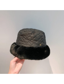 Chanel Rabbit Fur and Cotton Padded Bucket Hat Black 2021 61
