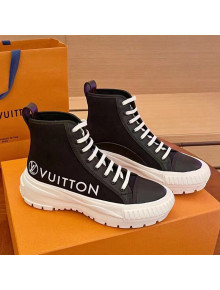 Black Canvas and calf leather Elevated, treaded rubber outsole LV Circle on the tongue LV Circle and Vuitton signature on the side Louis Vuitton signature on the outsole Patent Monogram-canvas back loop