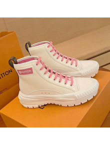 Louis Vuitton LV Squad Canvas and Leather High-top Sneakers/Boots White/Pink 2021