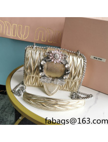 Miu Miu Miv Lady Shoulder Bag in Matelasse Nappa Leather 5BD084 Gold 2022