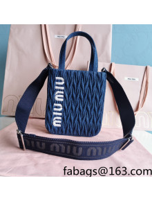 Miu Miu Cire Handbag in Matelasse Denim 5BA220 Blue 2022