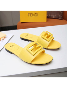 Fendi Baguette Leather Slide Sandals Yellow 2022 04