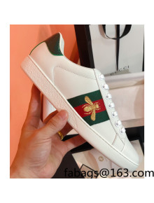 Gucci Ace Sneakers with Embroidered Bee and Web White 2022 38
