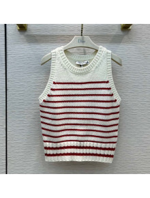 Dior Knit Striped Vest White/Red 2022 47