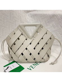 Bottega Veneta Medium Point Bag in Woven Calfskin White 2021
