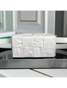 Bottega Veneta Belt Cassette Bag in Wax Maxi-Woven Calfskin White 2021
