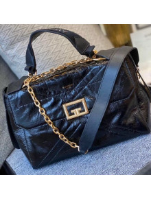 Givenchy ID Top Handle Bag in Shiny Crumple Calfskin Black/Gold 2021