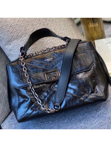 Givenchy ID Top Handle Bag in Shiny Crumple Calfskin All Black 2021