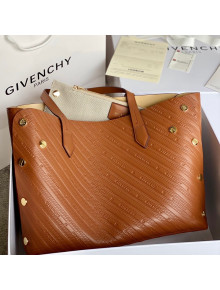Givenchy Bond Tote Bag in Logo Embossed Calfskin Brown 2021
