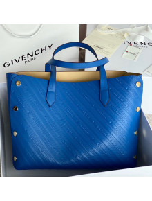 Givenchy Bond Tote Bag in Logo Embossed Calfskin Sky Blue 2021