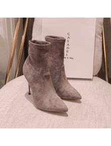 Casadei Elastic Suede High-Heel Ankle Boots 12cm Grey 2021