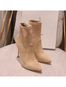 Casadei Elastic Suede High-Heel Ankle Boots 12cm Apricot 2021