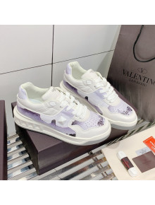 Valentino One Stud Print Leather Low-Top Sneakers Purple/White 2021