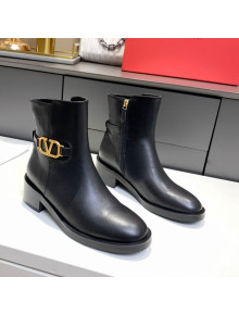 Valentino VLogo Calfskin Ankle Boots 4cm Black 2021 06