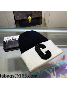 Celine Cashmere Knit Hat Black/White 2021 18