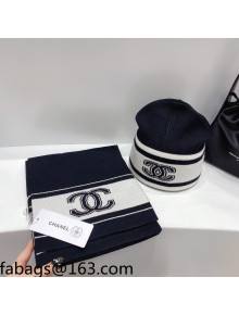Chanel Beanie Knit Hat and Scarf Black 2021 18