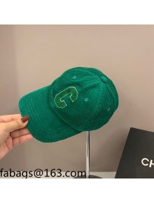 Celine Corduroy C Baseball Hat Green 2021