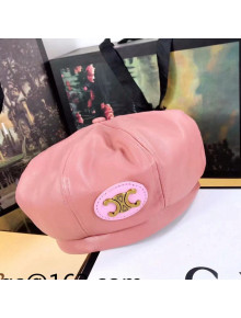 Celine Leather Beret Hat Pink 2021