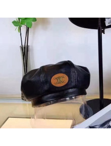 Celine Leather Beret Hat Black 2021