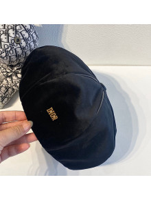 Dior Velvet Beret Hat Black 2021
