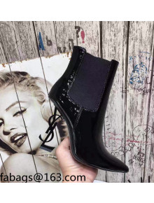 Saint Laurent Patent Leather High YSL-Heel Ankle Boots 11CM All Balck 2021 04