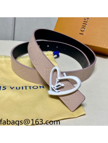 Louis Vuitton Gained Calfskin Reversible Belt 3cm with LV Love Buckle Nude/White 2021