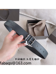 Bottega Veneta Leather Belt 3.5cm with Sqaure Buckle Dark Grey 06 2021