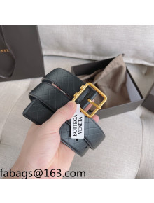 Bottega Veneta Leather Belt 3.5cm with Sqaure Buckle Black 05 2021