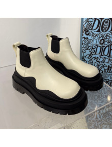 Bottega Veneta Tire Calfskin Short Chelsea Boots White/Black 2021 112057