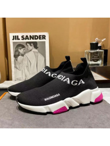 Balenciaga Speed Knit Sock Boot Sneaker Black/Pink 2021 05303