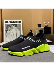 Balenciaga Speed Knit Sock Boot Sneaker Black/Kiwi Green 2021 05306