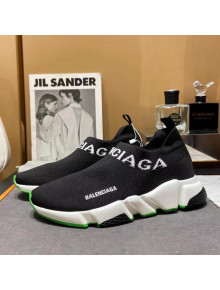 Balenciaga Speed Knit Sock Boot Sneaker Black/Green 2021 05308