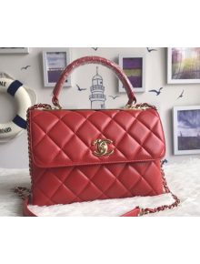 Chanel Small Trendy CC Flap Bag With Top Handle Red (Gold Hardware)