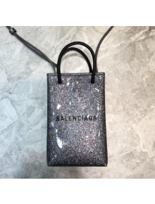 Balenciaga shopping phone pouch shoulder bag gray