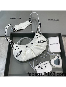 Balenciaga Le Cagole XS Shoulder Bag in Crocodile Embossed Calfskin White/Black Hardware 2021