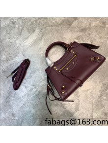 Balenciaga Neo Classic Small Bag in Smooth Calfskin Burgundy/Gold 2021 638511