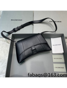 Balenciaga Hourglass Sling Back Small Bag in Smooth Leather All Black 2021 180609