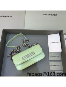 Balenciaga Gossip XS Bag With Chain in Light Green Extra Supple Crocodile Embossed Calfskin 2021