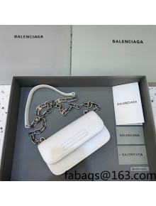 Balenciaga Gossip XS Bag With Chain in White Extra Supple Crocodile Embossed Calfskin 2021