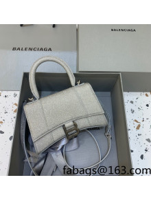 Balenciaga Hourglass Mini Top Handle Bag in Grey Glitter 2022