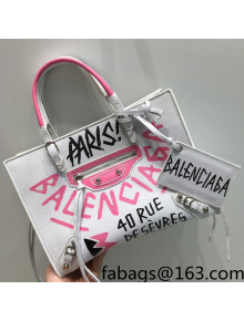 Balenciaga Graffiti Calfskin Small Tote bag 26cm White/Pink 2022